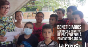 Beneficiarios agradecen donativo de Pro Venezuela Edmonton-Canadá