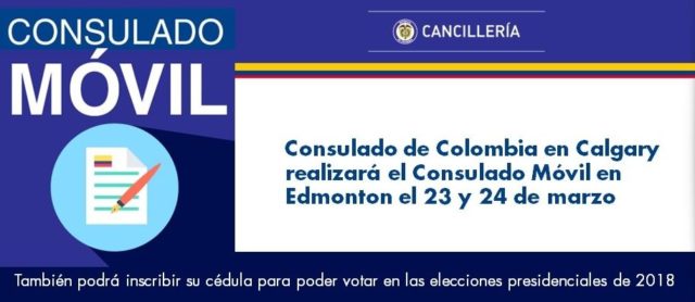 Consulado Móvil colombiano será instalado en Edmonton esta semana